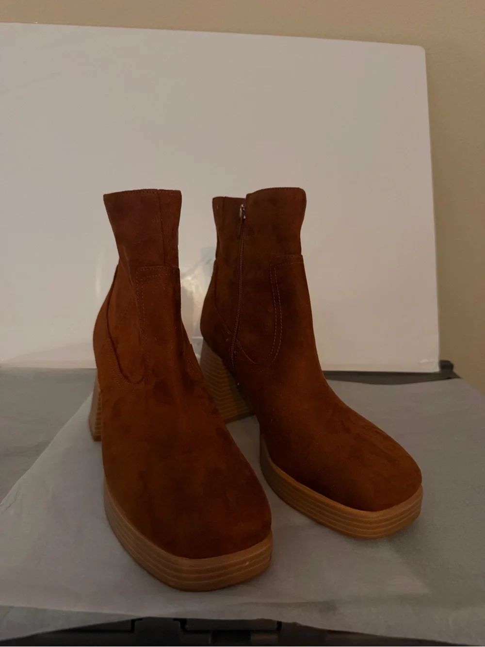 Nordstrom Brown Suede Platform Ankle Boots